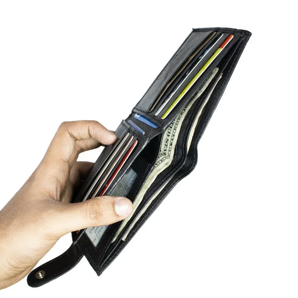 Leather Mens Wallet with Snap Closure